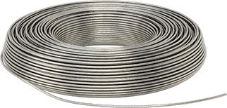 Image of Product. Front orientation. Bend-and-Stay Corrosion-Resistant 316 Stainless Steel Wire, 1/4 lbs. Coil, Mirror-Like, 0.032" Diameter.