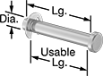 Image of Product. Front orientation. Contains Annotated. Clevis Pins. Clevis Pins with Retaining Ring Groove.