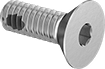 Image of Product. Front orientation. Flat Head Screws. Thread-Locking Stainless Steel Hex-Drive Flat Head Screws.