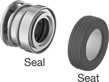 Image of Product. Seal with Conical Spring. Front orientation. Exploded view. Contains Annotated. Mechanical Pump Shaft Seal with Extended Spring, Viton® Gasket, for 1.5" Shaft Diameter, 11558 Number .