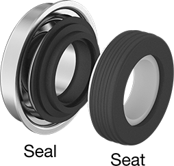Image of Product. Front orientation. Exploded view. Contains Annotated. Mechanical Pump Shaft Seal, Spring, Number 80509.
