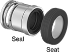 Image of Product. Front orientation. Exploded view. Contains Annotated. Shaft Seals. Narrow-Profile Mechanical Pump Shaft Seals with Extended Spring.