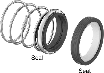 Image of Product. Front orientation. Exploded view. Contains Annotated. Mechanical Pump Shaft Seal with Extended Spring, Viton® Gasket, for 1.5" Shaft Diameter, 11558 Number .