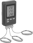 Image of Product. Front orientation. Thermometers. Data-Logging Handheld Thermometers, 3 Probe Inputs.