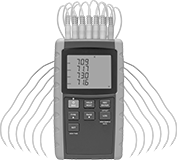 Image of Product. Front orientation. Thermometers. Data-Logging Handheld Thermometers, 12 Probe Inputs.