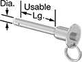 Image of Product. Front orientation. Contains Annotated. Quick-Release Pins. Strong-Hold Knob-Grip Locking Quick-Release Pins, Split Ring.