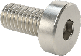 Image of Product. Front orientation. 18-8 Stainless Steel Low-Profile Socket Head Screws, with Hex Drive, M3 x 0.5 mm Thread, 6 mm Long.