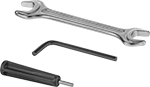 Image of Product. Maintenance Kits for 3,960 lbf. Pulling Force. Front orientation. Rivet Nut Tool Accessories and Replacement Parts. Air-Powered Rivet Nut Tools, Spanner Wrench, Pin-Removal Punch, Hex Key Wrench.