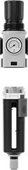 Image of ProductInUse. Bowl Removal Clearance. Front orientation. Exploded view. Compressed Air Filter/Regulators. Norgren Modular Compressed Air Filter/Regulators for Oil and Particle Removal.
