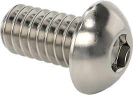 Image of Product. Front orientation. 18-8 Stainless Steel Button Head Hex-Drive Screw, 1/4"-20 Thread Size, 1/2" Long.