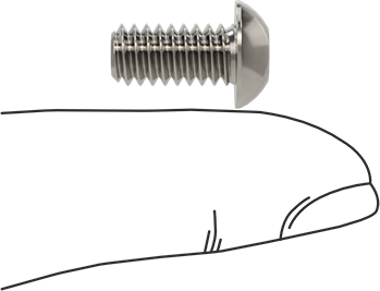 Image of Product. Side1 orientation. Contains SizingReference. 18-8 Stainless Steel Button Head Hex Drive Screw, 1/4"-20 Thread Size, 1/2" Long.