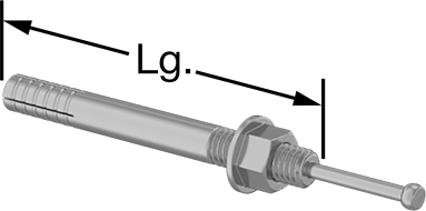 Image of Product. Front orientation. Contains Annotated. Vibration-Resistant Drive Anchors for Block and Brick, 1/2" Diameter, 3-1/2" Long.