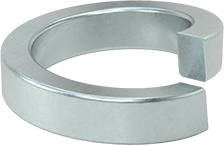 Image of Product. Bottom orientation. Zinc-Plated Steel Split Lock Washer, for 1/4" Size Socket Head Screw, 0.260" ID, 0.363" OD.