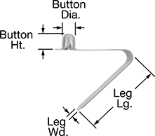 Image of Attribute. Front orientation. Contains Annotated. Spring Button Clips for Telescoping Tubing, Single-Button Straight Leg.