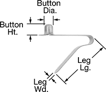 Image of Attribute. Front orientation. Contains Annotated. Spring Button Clips for Telescoping Tubing, Single-Button Dog Leg.