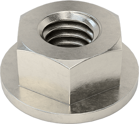 Image of Product. Bottom orientation. 18-8 Stainless Steel Flange Nut, M6 x 1 mm Thread Size.