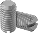 Image of Product. Front orientation. Set Screws. Slotted Brass Flat-Tip Set Screws.