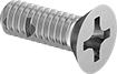 Image of Product. Front orientation. Flat Head Screws. Thread-Locking Stainless Steel Phillips Flat Head Screws.