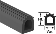 Image of Product. Front orientation. Contains Annotated, MultipleImages. Edge Seals. Water- and Weather-Resistant Hollow Foam Rubber Surface-Mount Edge Seals, Style J.
