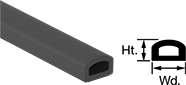 Image of Product. Front orientation. Contains Annotated, MultipleImages. Edge Seals. Water- and Weather-Resistant Hollow Foam Rubber Surface-Mount Edge Seals, Style L.