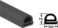 Image of Product. Front orientation. Contains Annotated, MultipleImages. Edge Seals. Water- and Weather-Resistant Hollow Foam Rubber Surface-Mount Edge Seals, Style M.