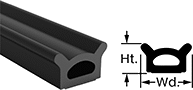 Image of Product. Front orientation. Contains Annotated, MultipleImages. Edge Seals. Water- and Weather-Resistant Hollow Foam Rubber Surface-Mount Edge Seals, Style H.