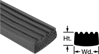 Image of Product. Front orientation. Contains Annotated, MultipleImages. Edge Seals. Water- and Weather-Resistant Foam Rubber Surface-Mount Edge Seals, Style D.