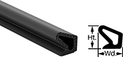 Image of Product. Front orientation. Contains Annotated, MultipleImages. Edge Seals. Water- and Weather-Resistant Hollow Foam Rubber Surface-Mount Edge Seals, Style N.