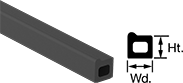Image of Product. Front orientation. Contains Annotated, MultipleImages. Edge Seals. Water- and Weather-Resistant Hollow Foam Rubber Surface-Mount Edge Seals, Style P.