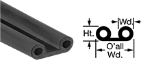 Image of Product. Front orientation. Contains Annotated, MultipleImages. Edge Seals. Water- and Weather-Resistant Hollow Foam Rubber Surface-Mount Edge Seals, Style A.
