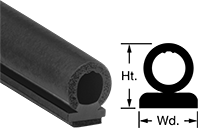 Image of Product. Front orientation. Contains Annotated, MultipleImages. Edge Seals. Water- and Weather-Resistant Hollow Foam Rubber Surface-Mount Edge Seals, Style C.