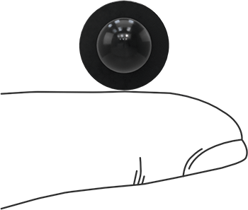 Image of Product. Side1 orientation. Contains SizingReference. SBR Rubber Push-and-Stay Bumper, for 1/4" ID and 1/8" Thickness, 11/32" Ridge Diameter, 1/8" High.