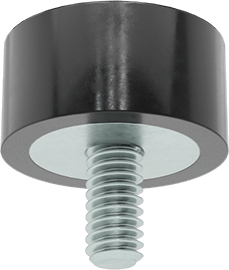 Image of Product. Bottom orientation. Load-Rated Reinforced Threaded Bumper, Natural Rubber, Steel Plate and 1/4"-20 Stud, 210 lbs. Maximum.