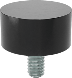 Image of Product. Bottom orientation. Load-Rated Reinforced Threaded Bumper, Natural Rubber, Steel Plate and 1/4"-20 Stud, 210 lbs. Maximum.