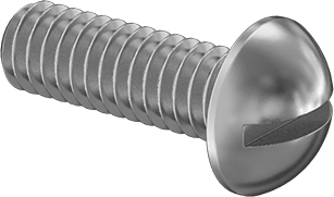 Image of Product. Front orientation. Aluminum Decorative Round Head Slotted Screws, 8-32 Thread Size, 1/2" Long.
