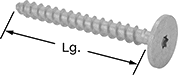 Image of Product. Front orientation. Contains Annotated. Masonry and Concrete Screws. Heavy Duty Pancake Head Tapping Screws for Masonry and Concrete.
