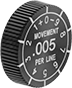 Image of Product. Front orientation. Indicating Knobs. Precise Control, Screw-Head Mount, Knurled-Head Grip.