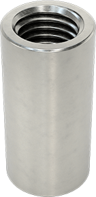 Image of Product. Bottom orientation. 316 Stainless Steel Round Coupling Nut, 3/4"-10 Thread Size, 2" Long.