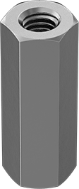 Image of Product. Front orientation. Left-Hand-Thread Coupling Nut, 3/8"-16 Thread Size.