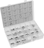 Image of Product. Front orientation. Retaining Rings. Side-Mount, Tapered External, Internal Retaining Rings Assortment.