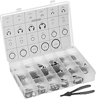 Image of Product. Front orientation. Retaining Rings. Tapered and Side-Mount External Retaining Rings Assortment.