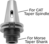 Image of Product. Top orientation. Contains Annotated. Machine Taper Shank Adapters. CAT Taper to Morse Taper Shank Adapters.