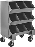 Image of Product. Front orientation. Bin Racks. Extra-Large Bin Racks, Rolling, Total of 9 Bins.