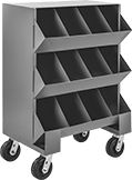 Image of Product. Front orientation. Bin Racks. Extra-Large Bin Racks, Rolling, Total of 12 Bins.