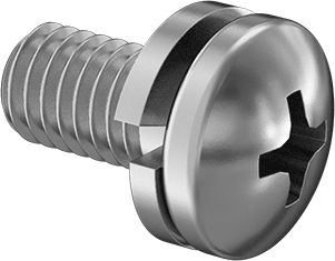 Image of Product. Front orientation. Steel Pan Head Screws with Split Lock Washer, 10-32 Thread Size, 3/8" Long.