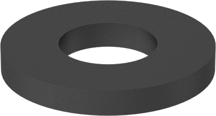 Image of Product. Front orientation. Fluoroelastomer Rubber Sealing Washer, for Number 14 Screw, 0.23" ID, 0.5" OD, 0.052" to 0.072" Thick.