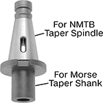Image of Product. Front orientation. Contains Annotated. Machine Taper Shank Adapters. NMTB Taper to Morse Taper Shank Adapters.