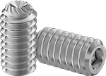 Image of Product. Front orientation. Set Screws. Serrated-Locking Stainless Steel Cup-Tip Set Screws.
