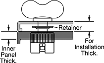 Image of Attribute. Front orientation. Contains Annotated. Wing Head Quarter-Turn Captive Panel Screws with Front Press-Fit Nut.