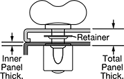 Image of Attribute. Front orientation. Contains Annotated. Wing Head Quarter-Turn Captive Panel Screws with Back Press-Fit Nut.
